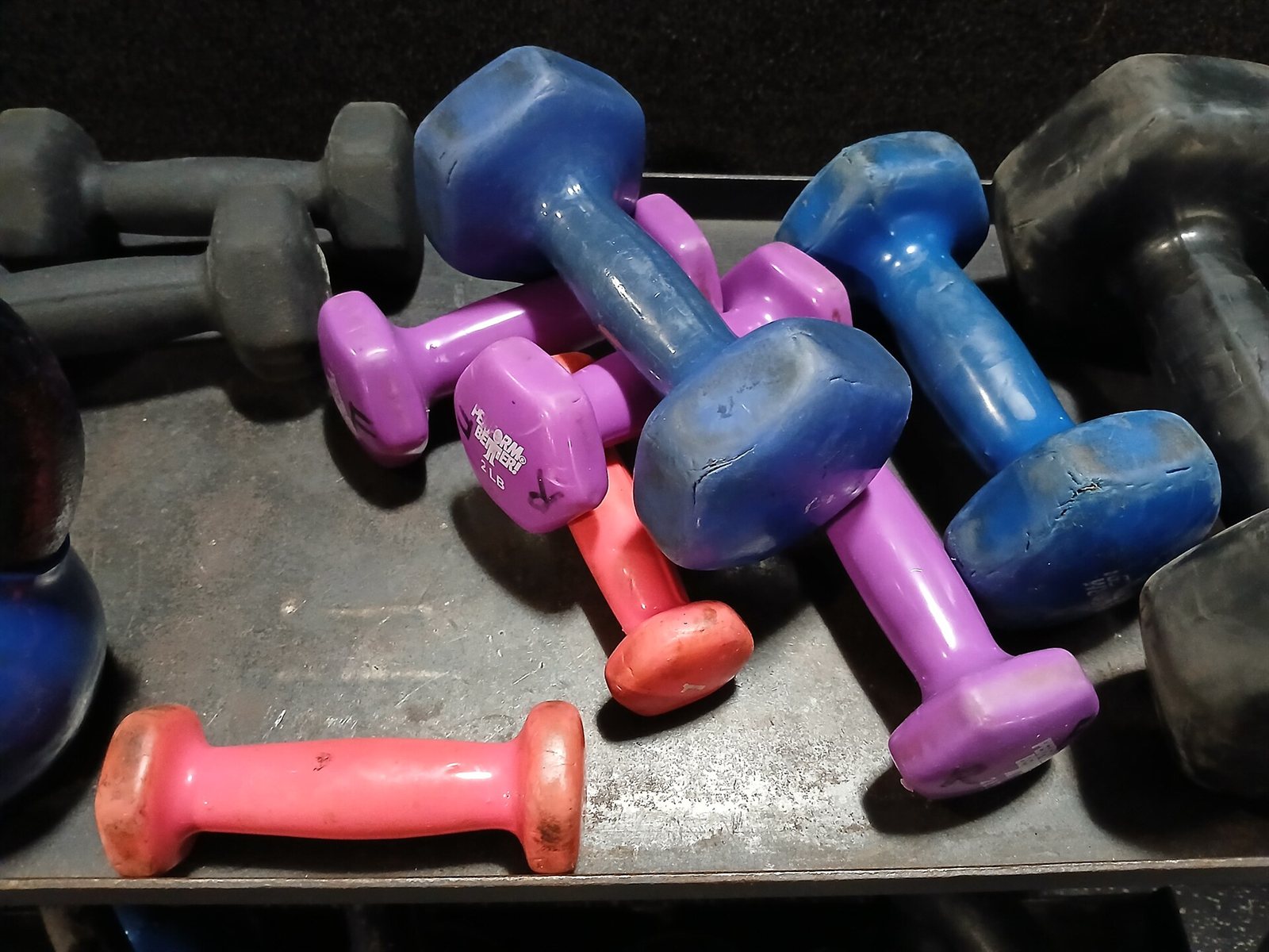 Dumbbells in a gym