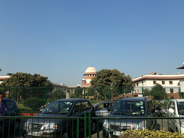 The front of the Supreme Court of India building on Tilak Marg, New Delhi